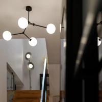 SLATE floor lamp 2xG9 – round, black, glass globes - Image 7