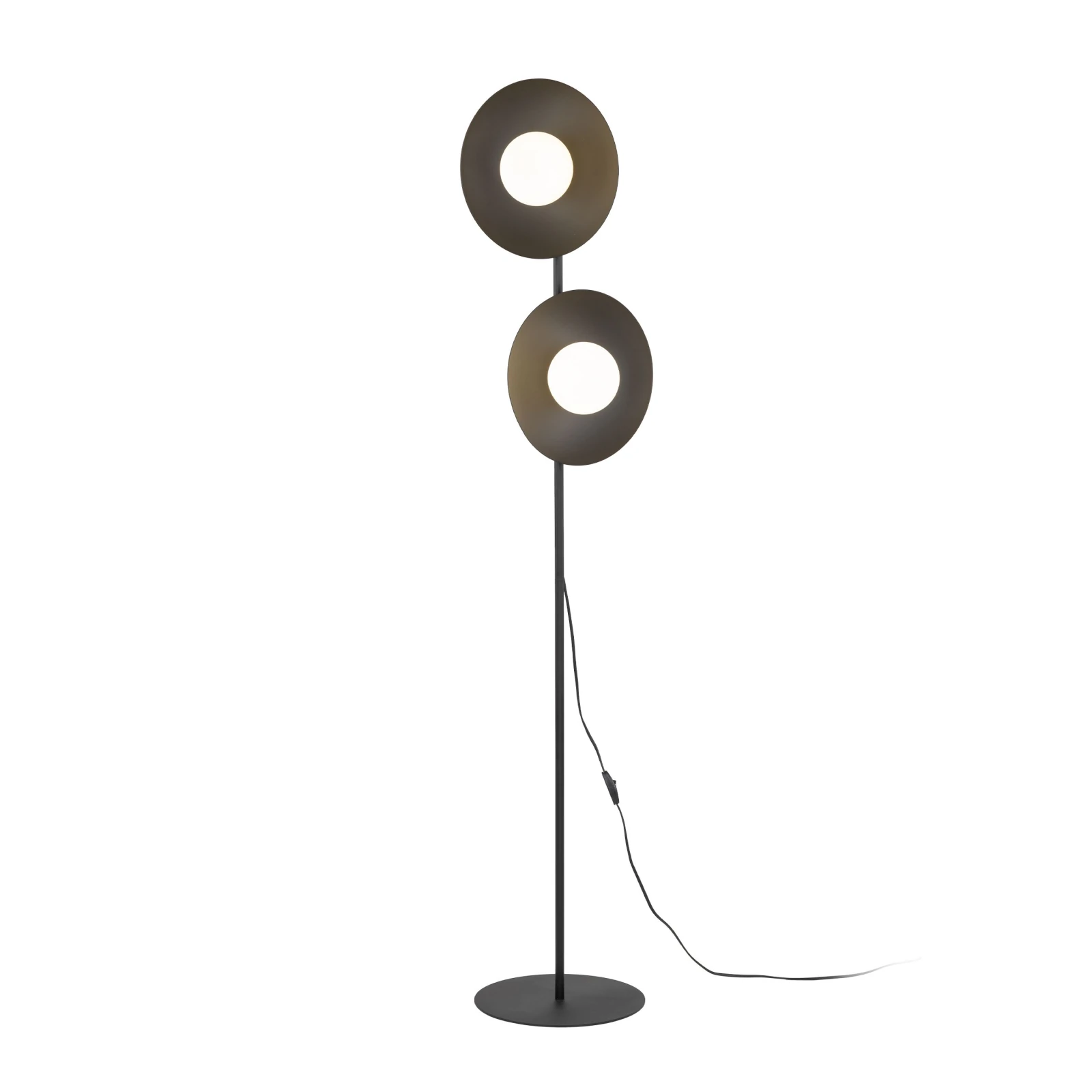 SLATE floor lamp 2xG9 – round, black, glass globes