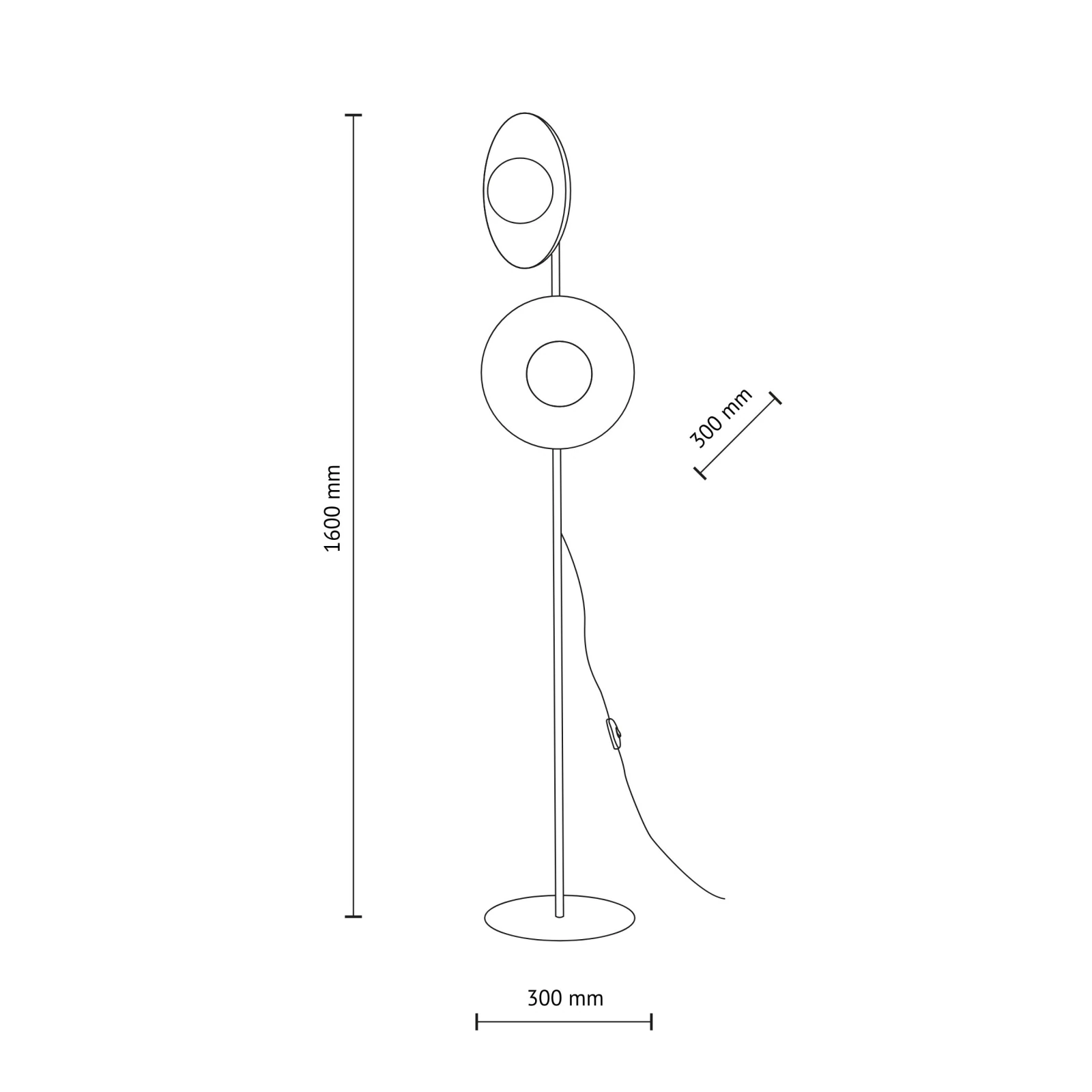 SLATE floor lamp 2xG9 – round, black, glass globes