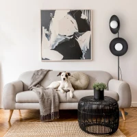 SLATE floor lamp 2xG9 – round, black, glass globes - Image 1