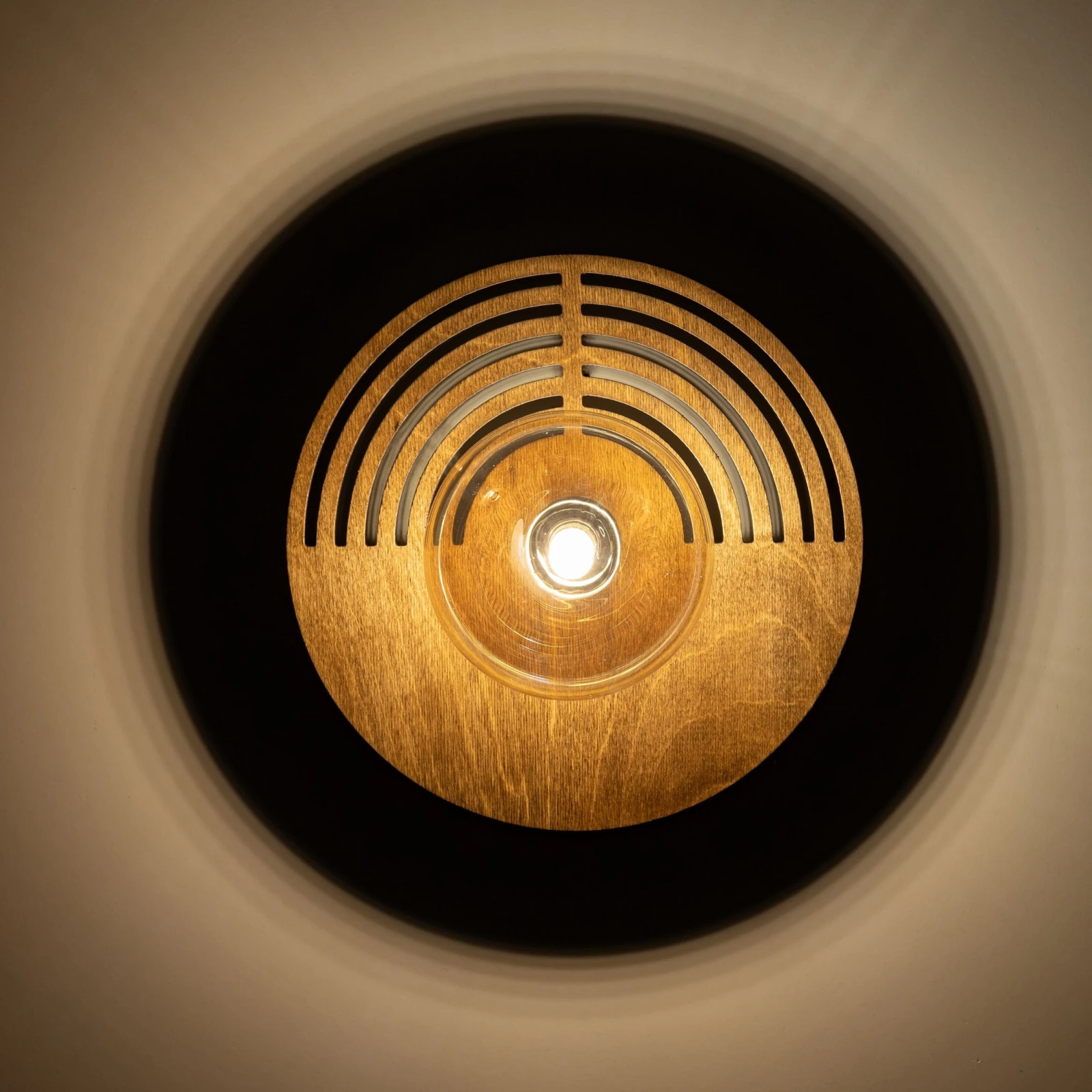 LUNAR WOOD wall light 30 cm – round, wood and glass