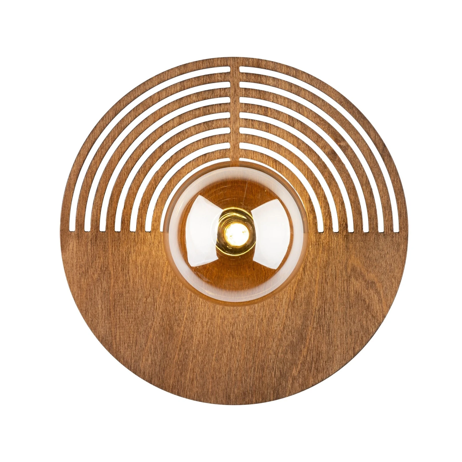 LUNAR WOOD wall light 30 cm – round, wood and glass
