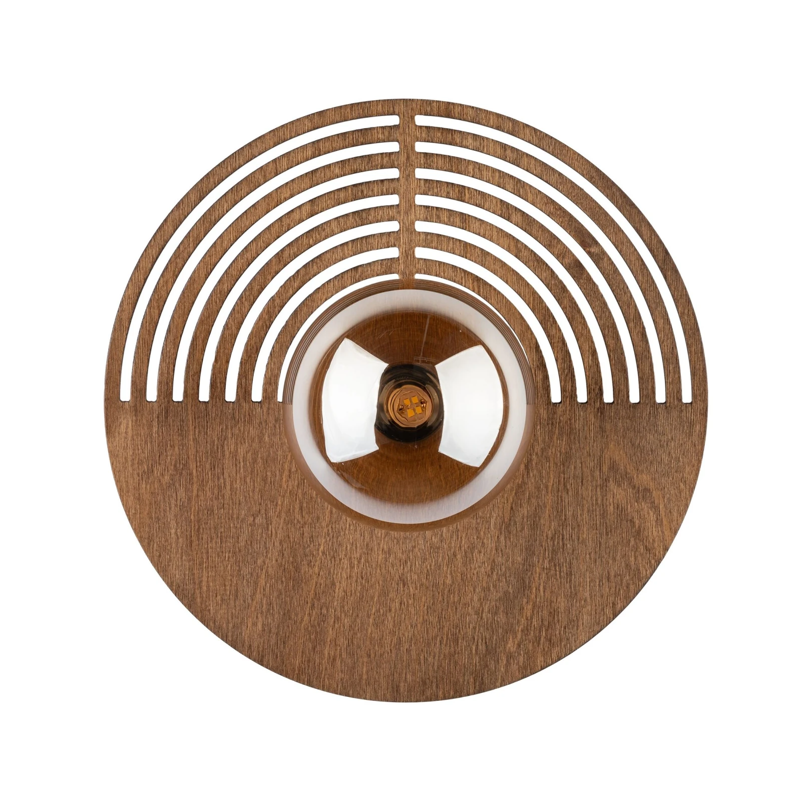 LUNAR WOOD wall light 30 cm – round, wood and glass