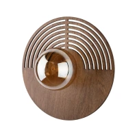 LUNAR WOOD wall light 30 cm – round, wood and glass - Image 2