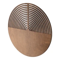 Wall light 2xG9 – wooden panel, brown, openwork detail - Image 2