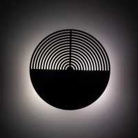 Wall light 2xG9 – wooden panel, brown, openwork detail - Image 3