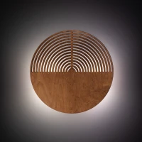 Wall light 2xG9 – wooden panel, brown, openwork detail - Image 4