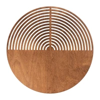 Wall light 2xG9 – wooden panel, brown, openwork detail - Image 6