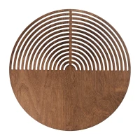 Wall light 2xG9 – wooden panel, brown, openwork detail - Image 8