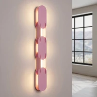Sieninis šviestuvas 91 cm – linijinis, rožinis, šiltai dimiuojamas LED - Nuotrauka 1