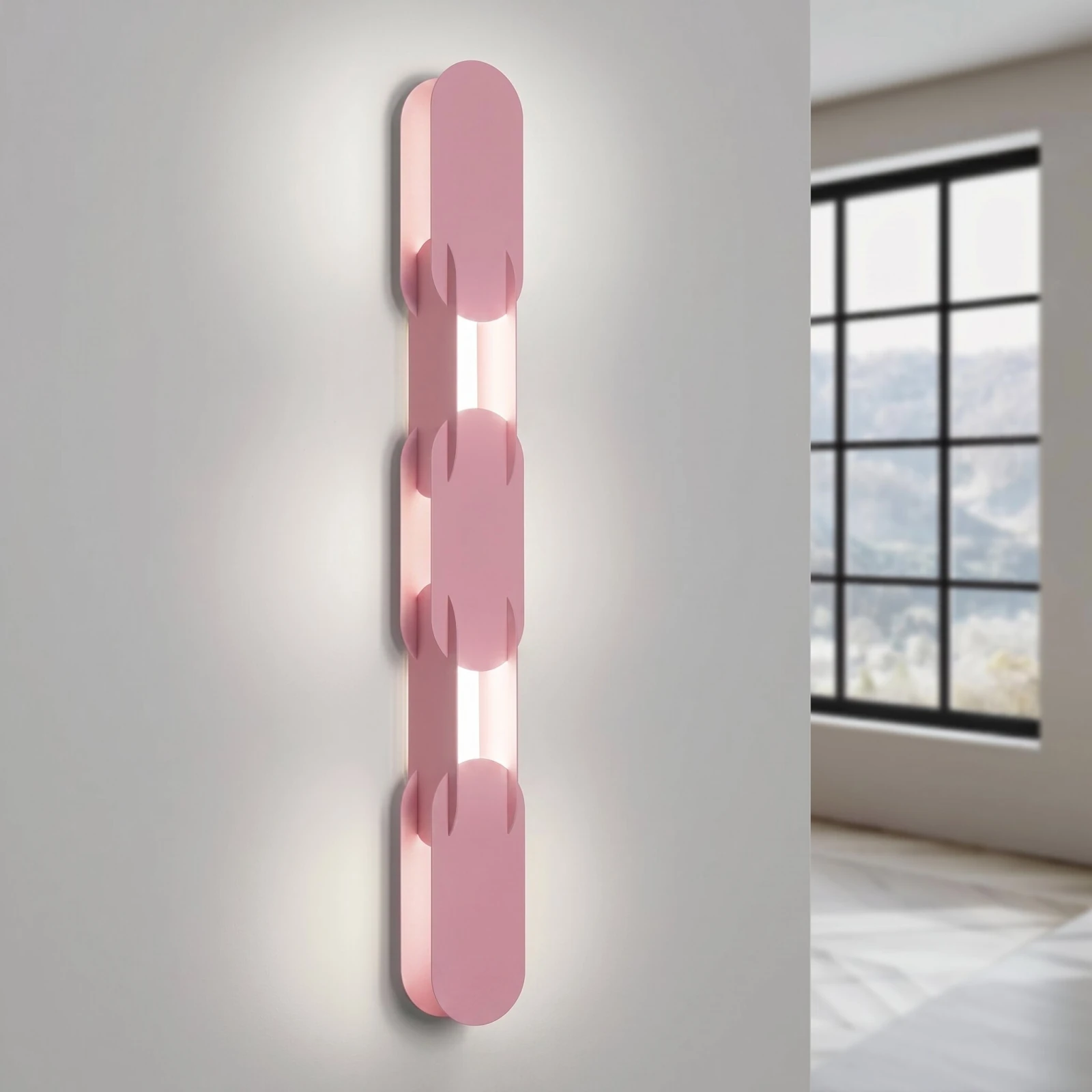 Wall lamp 91 cm – linear, pink, DALI dimmable