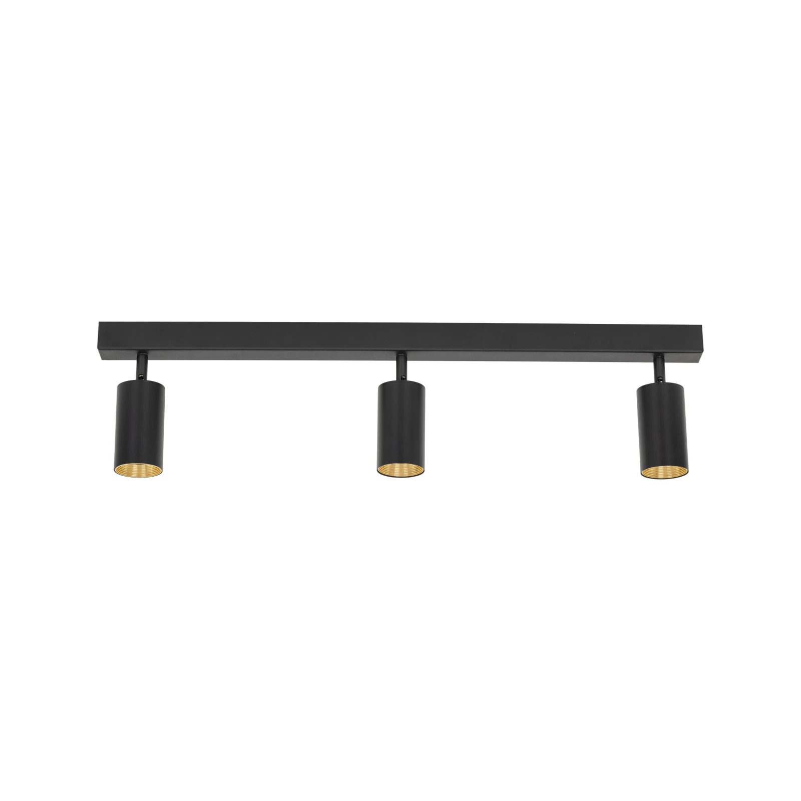 Ceiling spotlight 3xGU10 – black, adjustable, gold detail