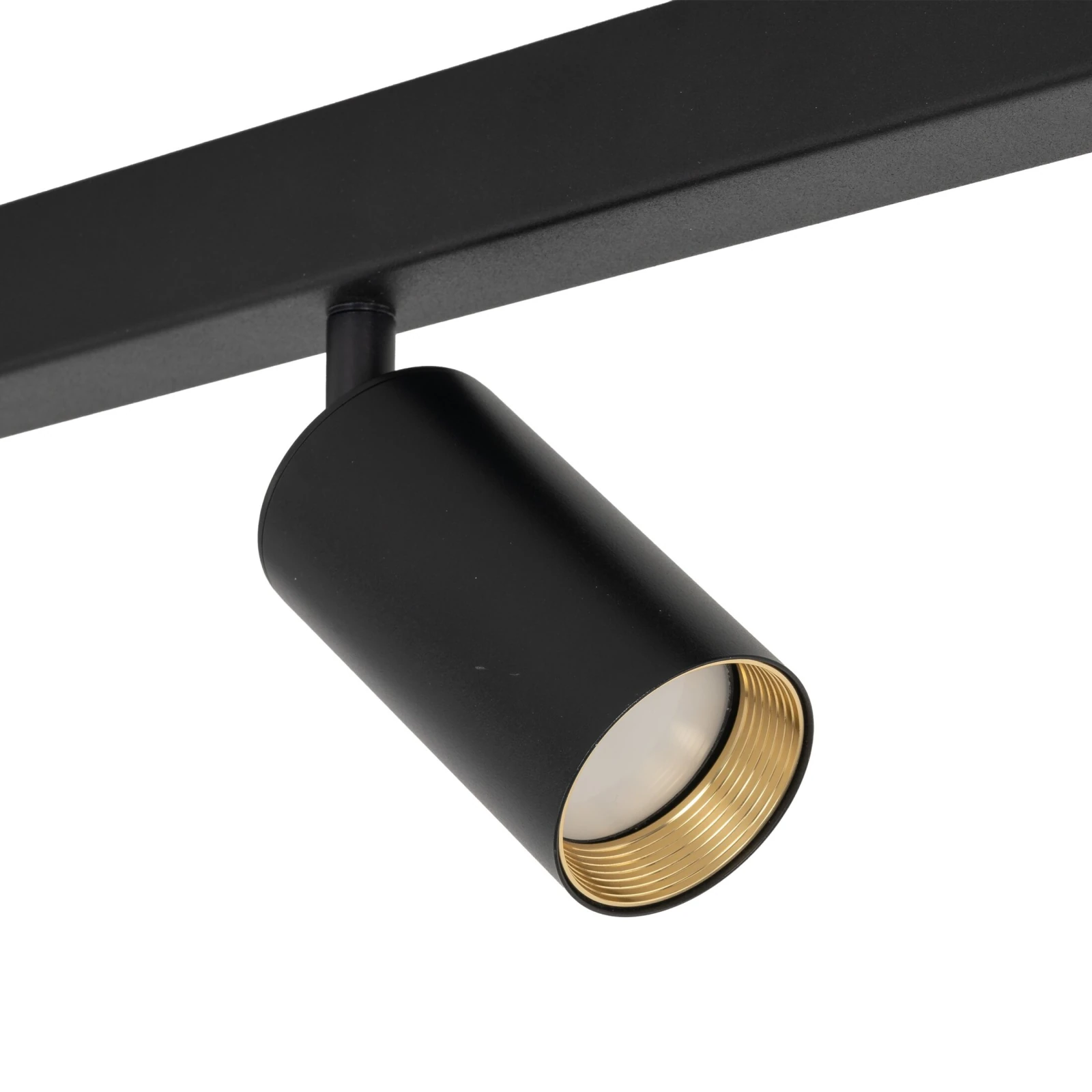 Ceiling spotlight 3xGU10 – black, adjustable, gold detail
