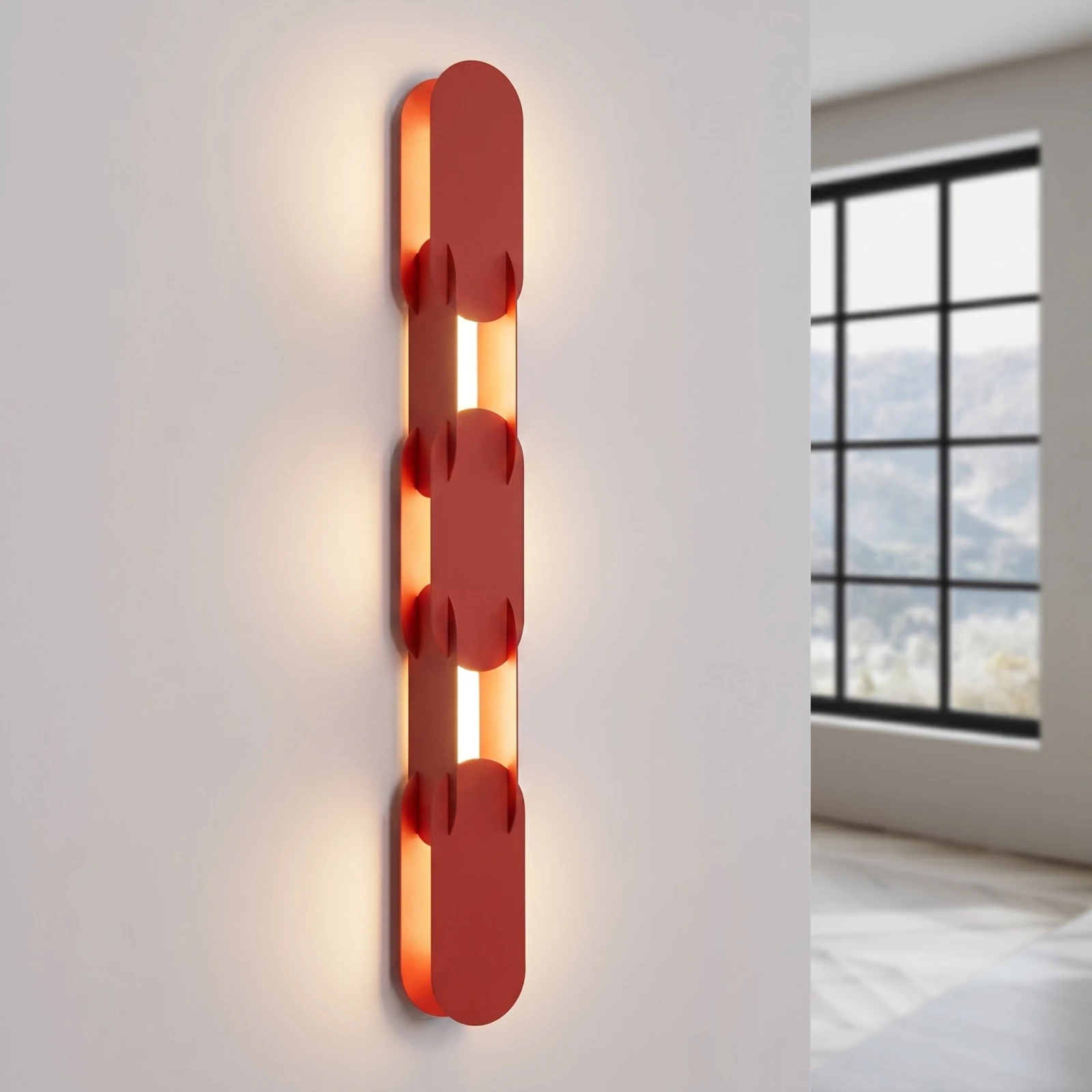 Wall lamp 91 cm – linear, red, DALI dimmable