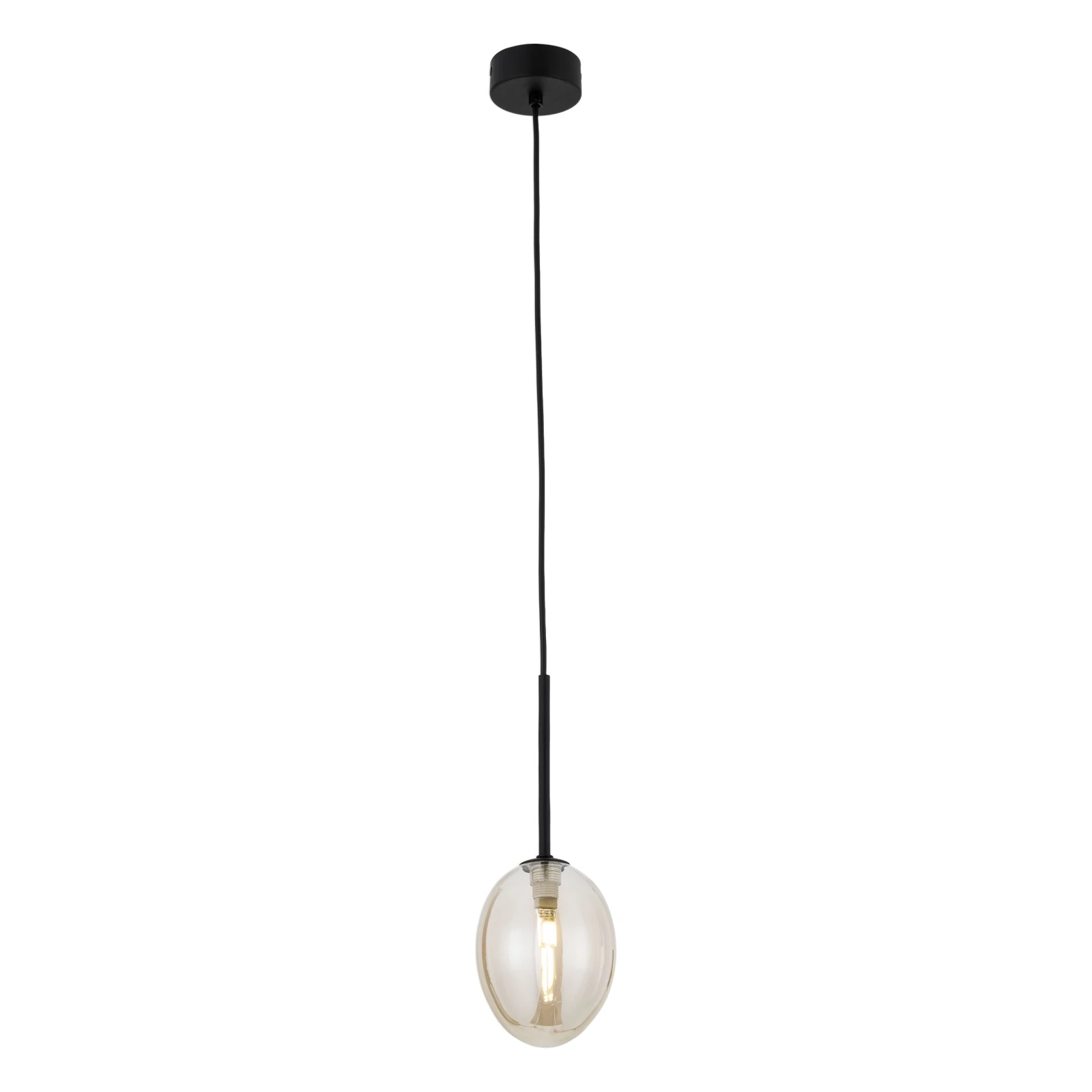 PEARL G9 pakabinamas šviestuvas, konjako spalvos stiklas, juodas akcentas