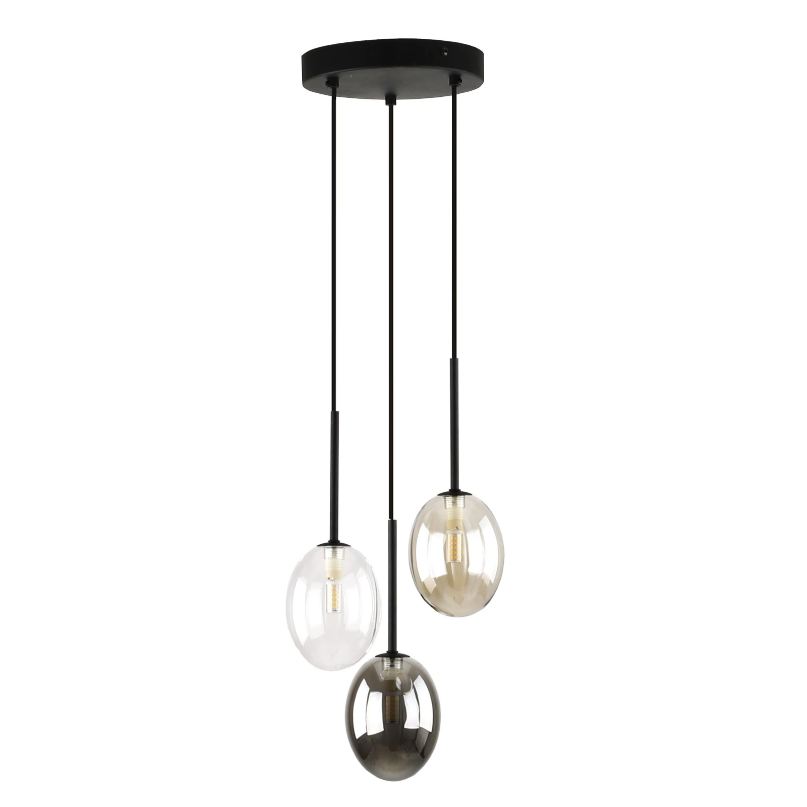 Pendant light 3x8 W – round, black, G9 glass