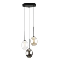 Pendant light 3x8 W – round, black, G9 glass