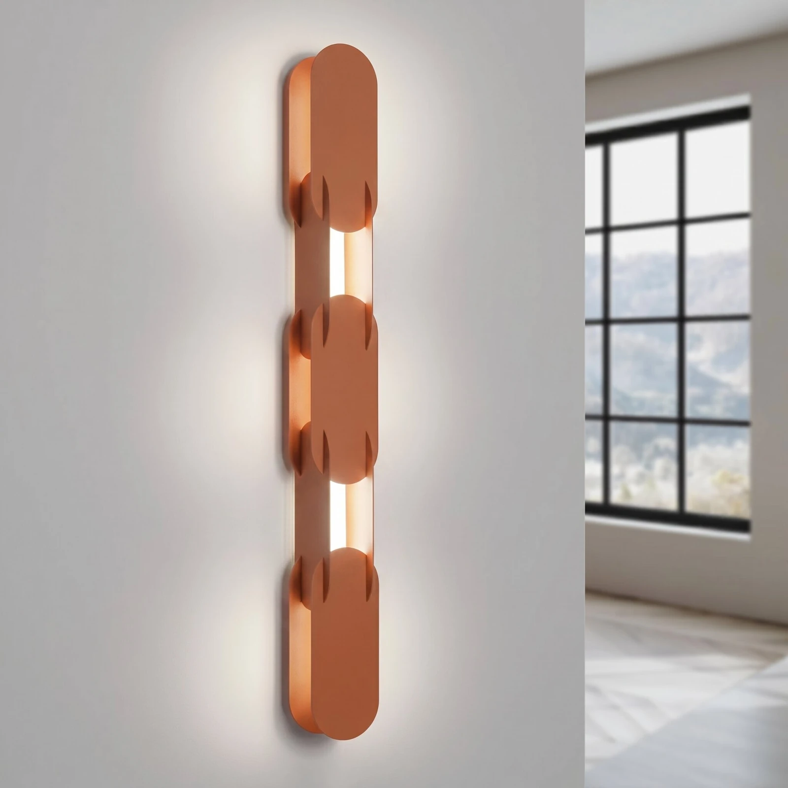 Wall lamp 91 cm – linear, red ochre, DALI dimmable