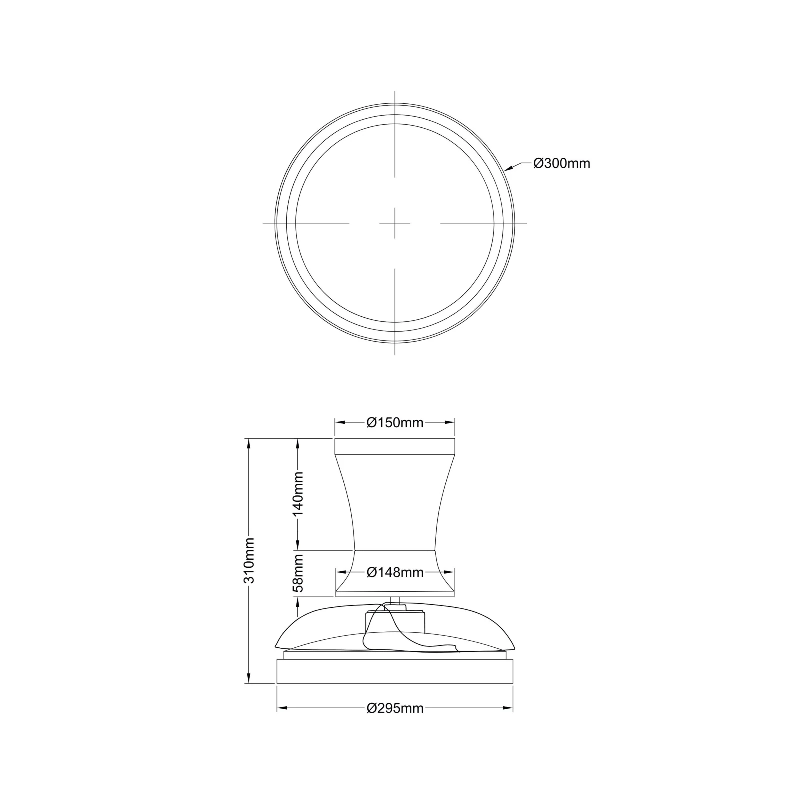 Lubinis LED šviestuvas su ventiliatoriumi BREEZE 18 W, juodas, CCT