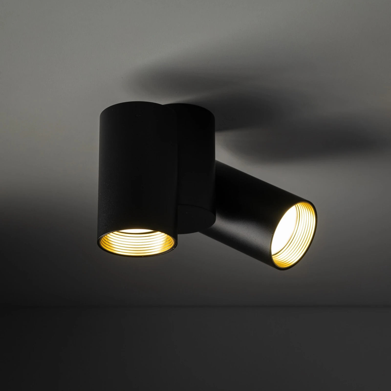 Wall spotlight 2xGU10 – black, gold accents, adjustable