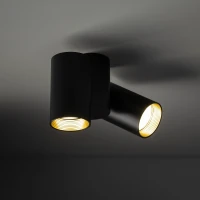 Wall spotlight 2xGU10 – black, gold accents, adjustable - Image 1