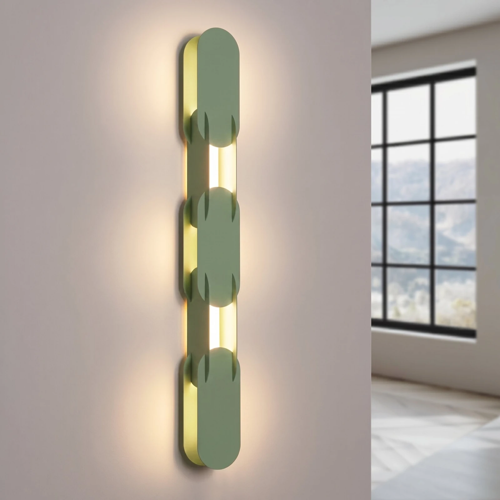 Wall lamp 91 cm – linear, sage, dimmable LED
