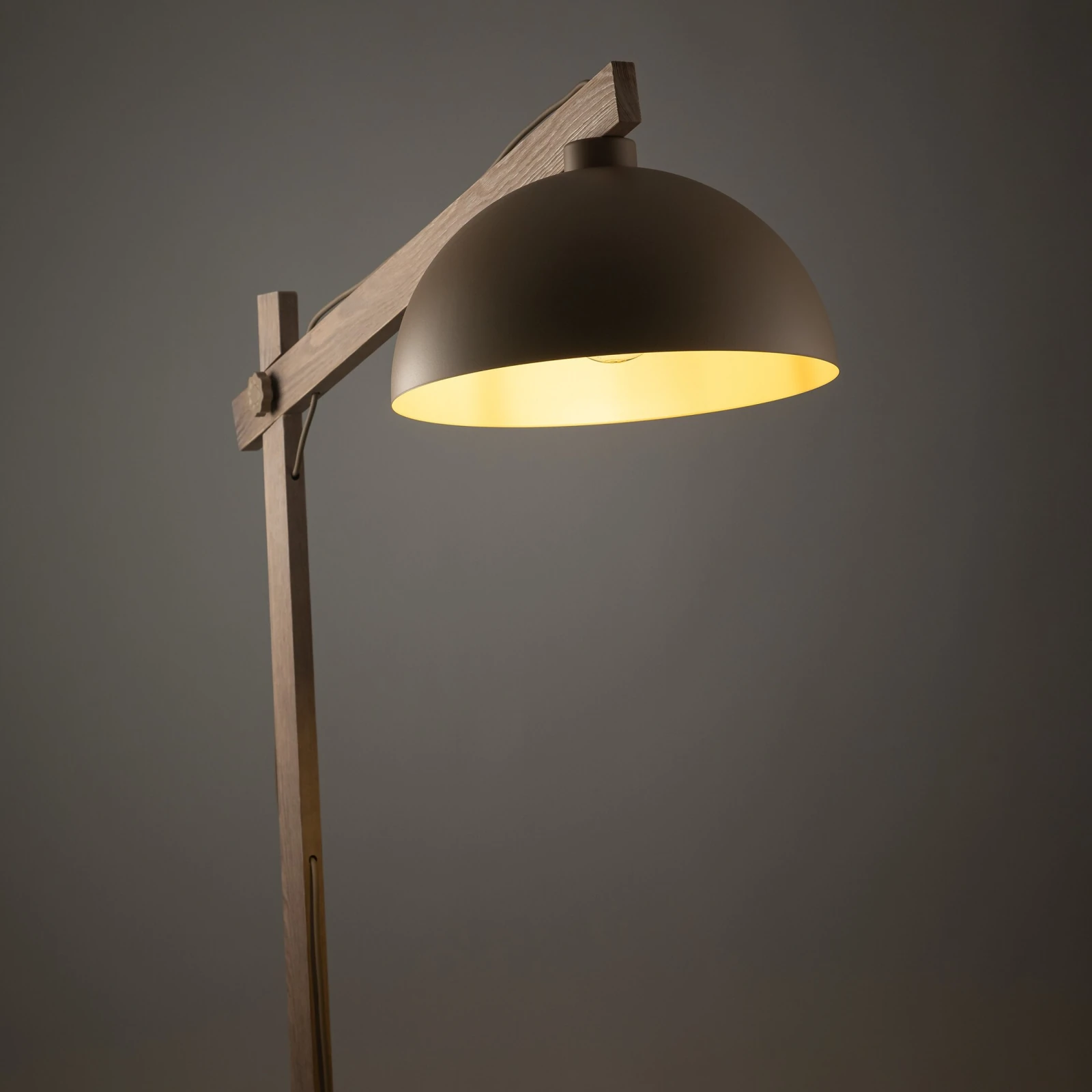 Floor lamp 15 W – beige, wood detail, adjustable E27