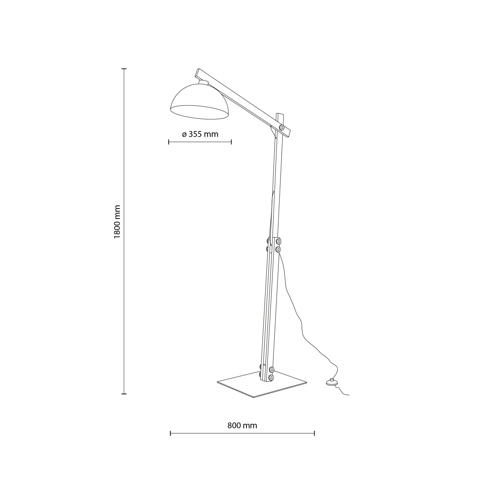 Floor lamp 15 W – beige, wood detail, adjustable E27