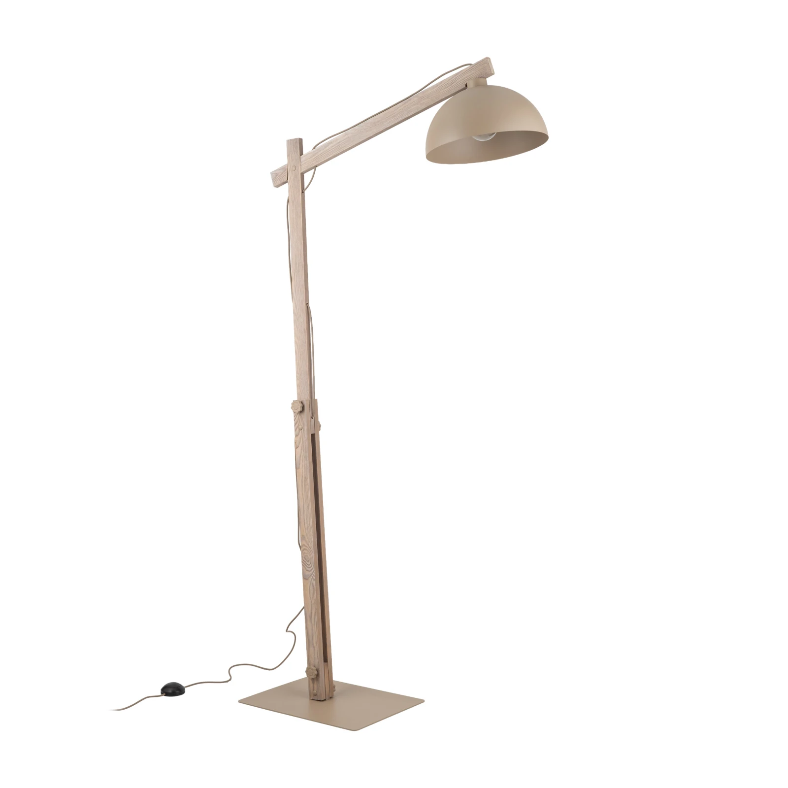 Floor lamp 15 W – beige, wood detail, adjustable E27