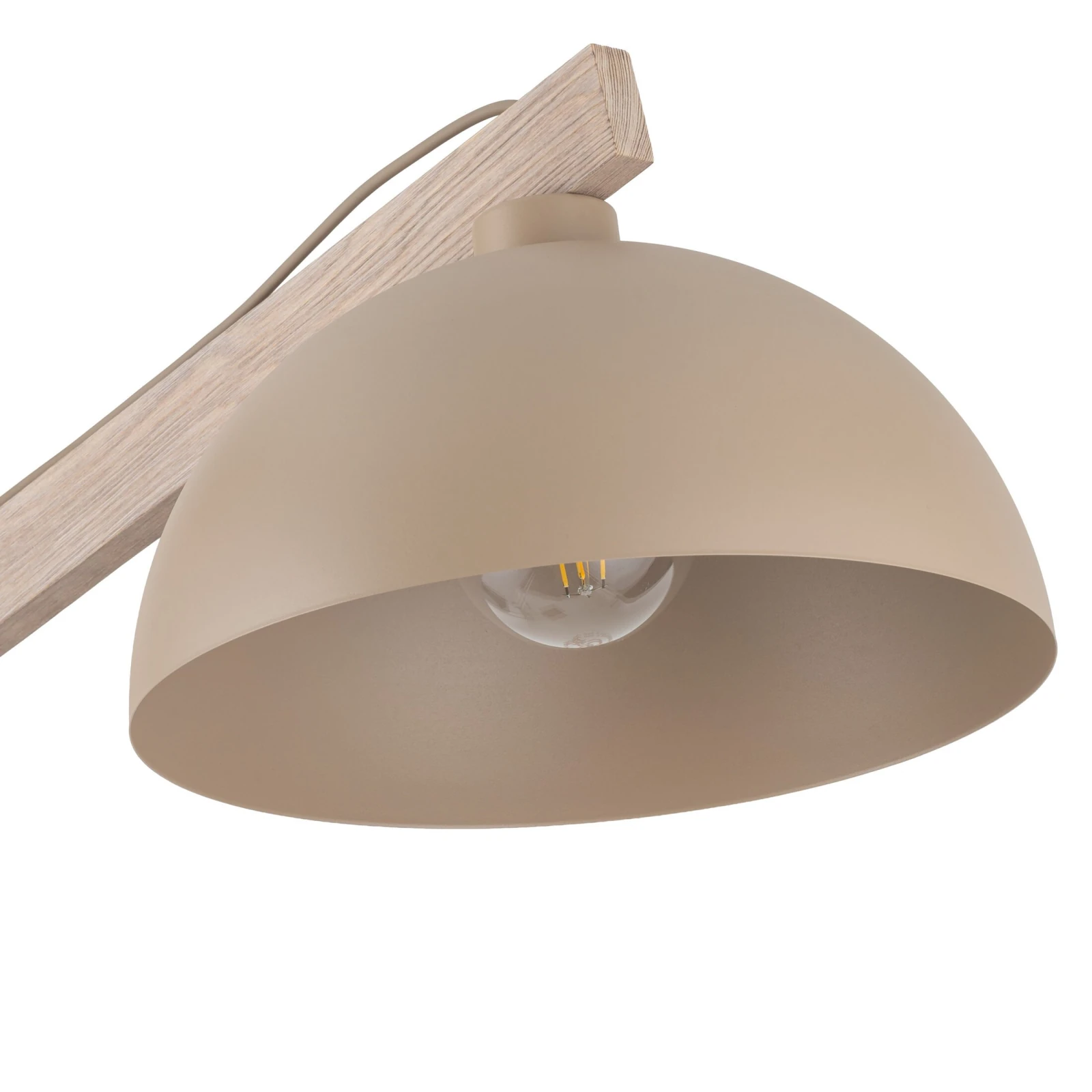 Floor lamp 15 W – beige, wood detail, adjustable E27