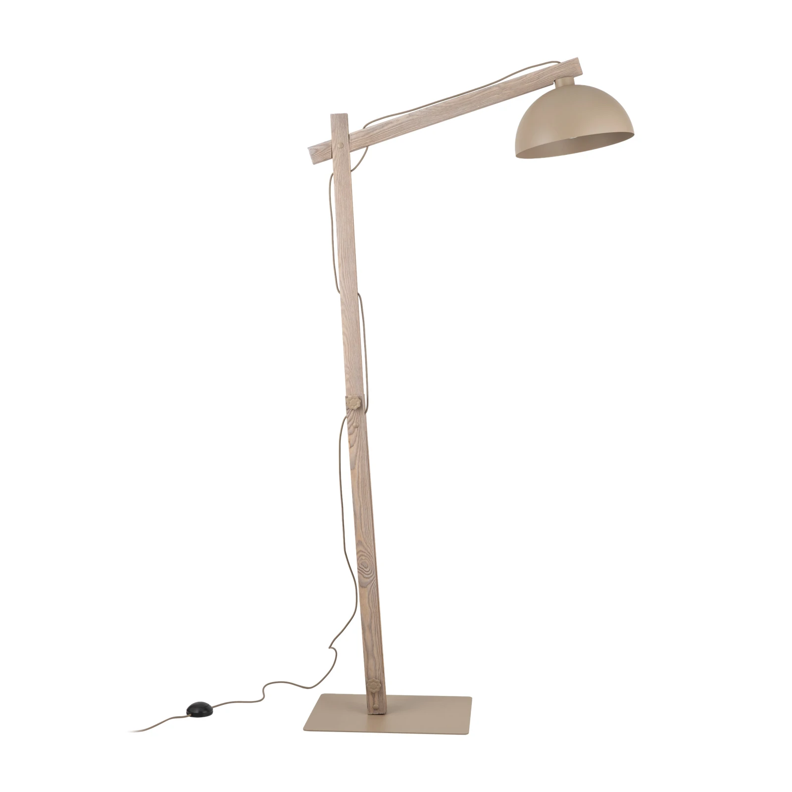Floor lamp 15 W – beige, wood detail, adjustable E27