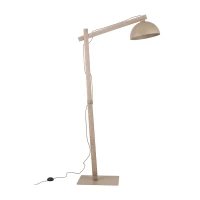 Floor lamp 15 W – beige, wood detail, adjustable E27 - Image 9