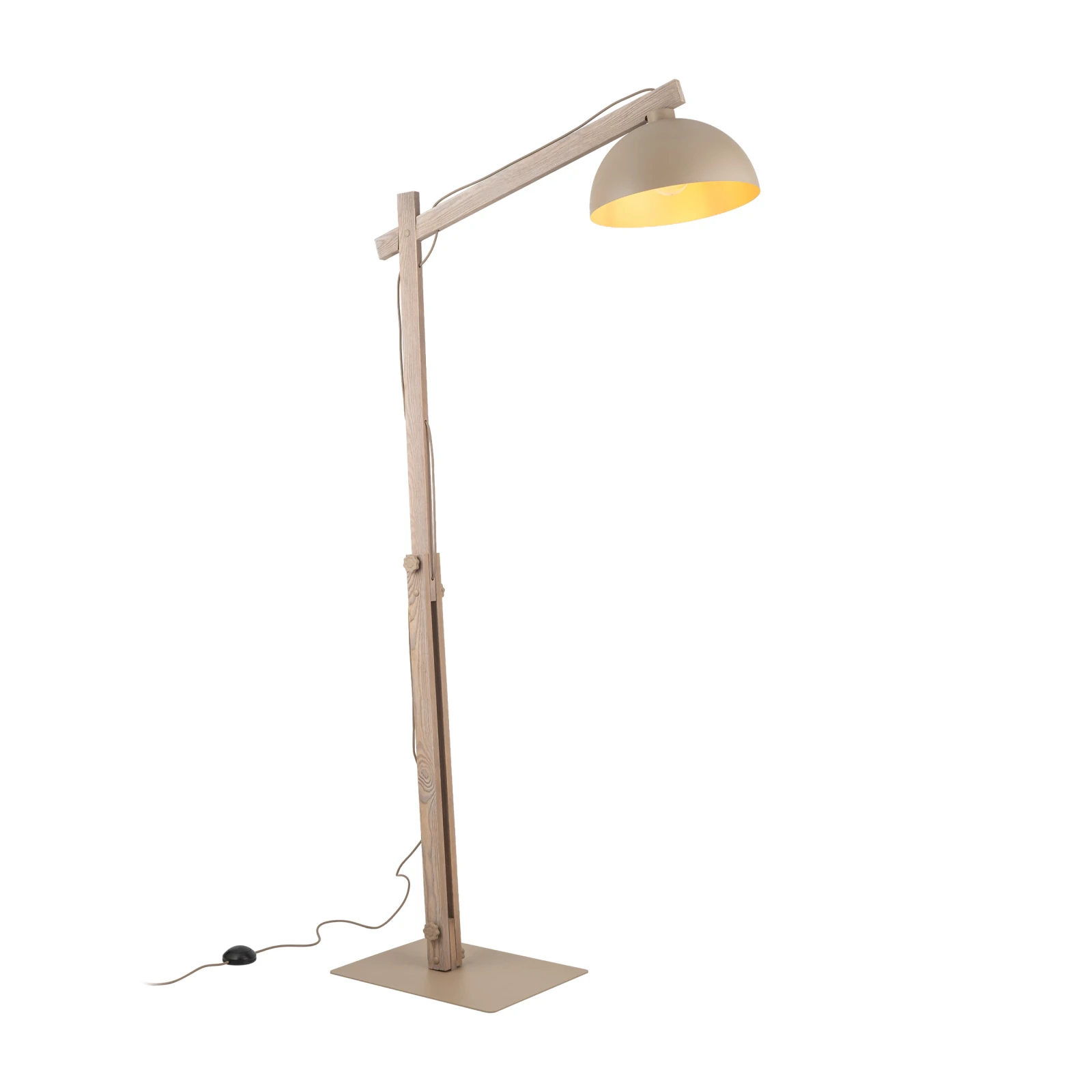 Floor lamp 15 W – beige, wood detail, adjustable E27