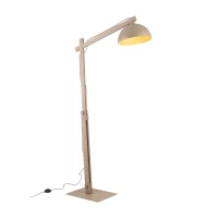 Floor lamp 15 W – beige, wood detail, adjustable E27 - Image 10