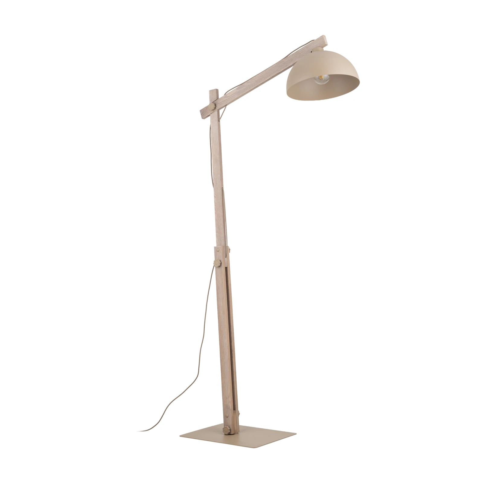 Floor lamp 15 W – beige, wood detail, adjustable E27