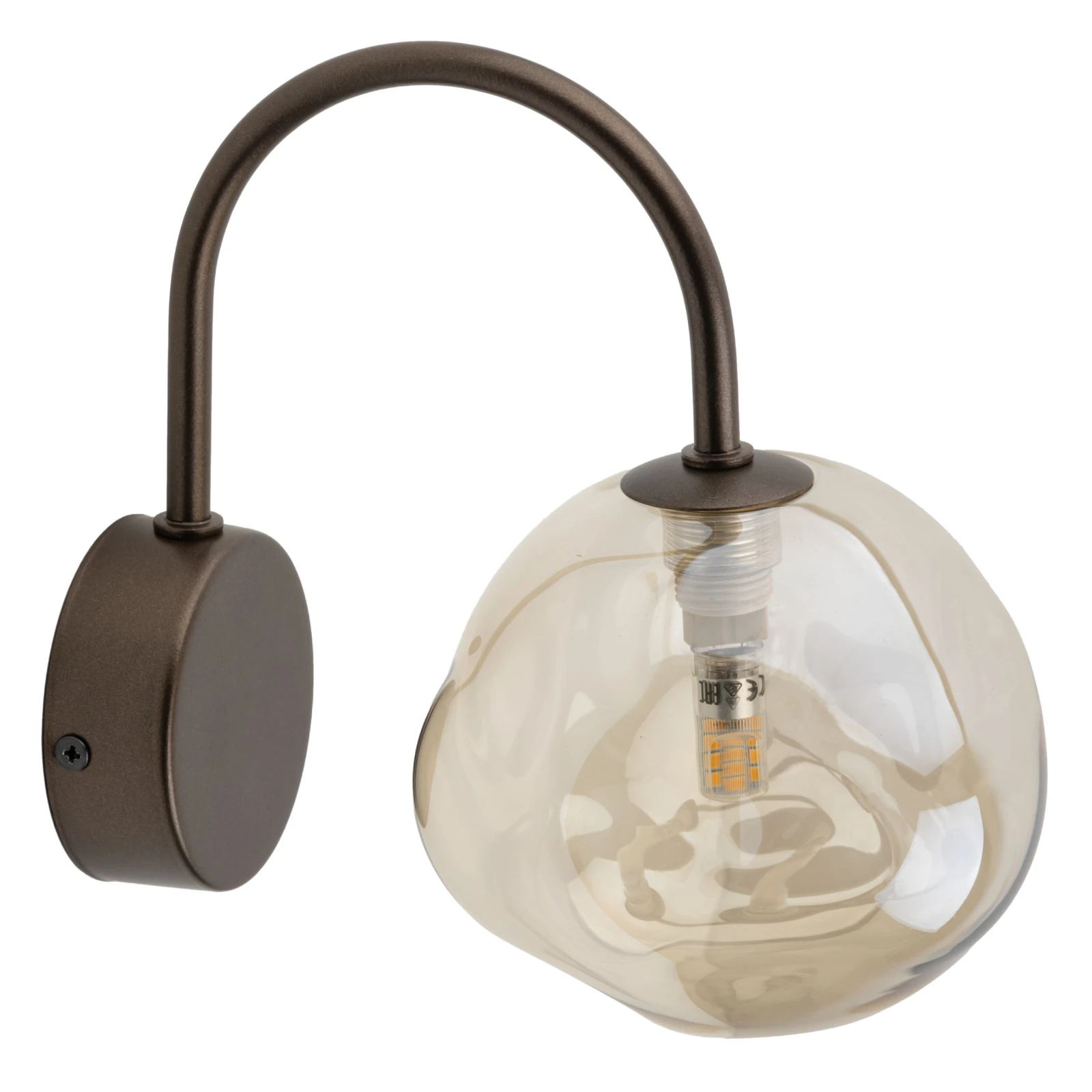 Wall light 1x8 W – irregular glass, brown