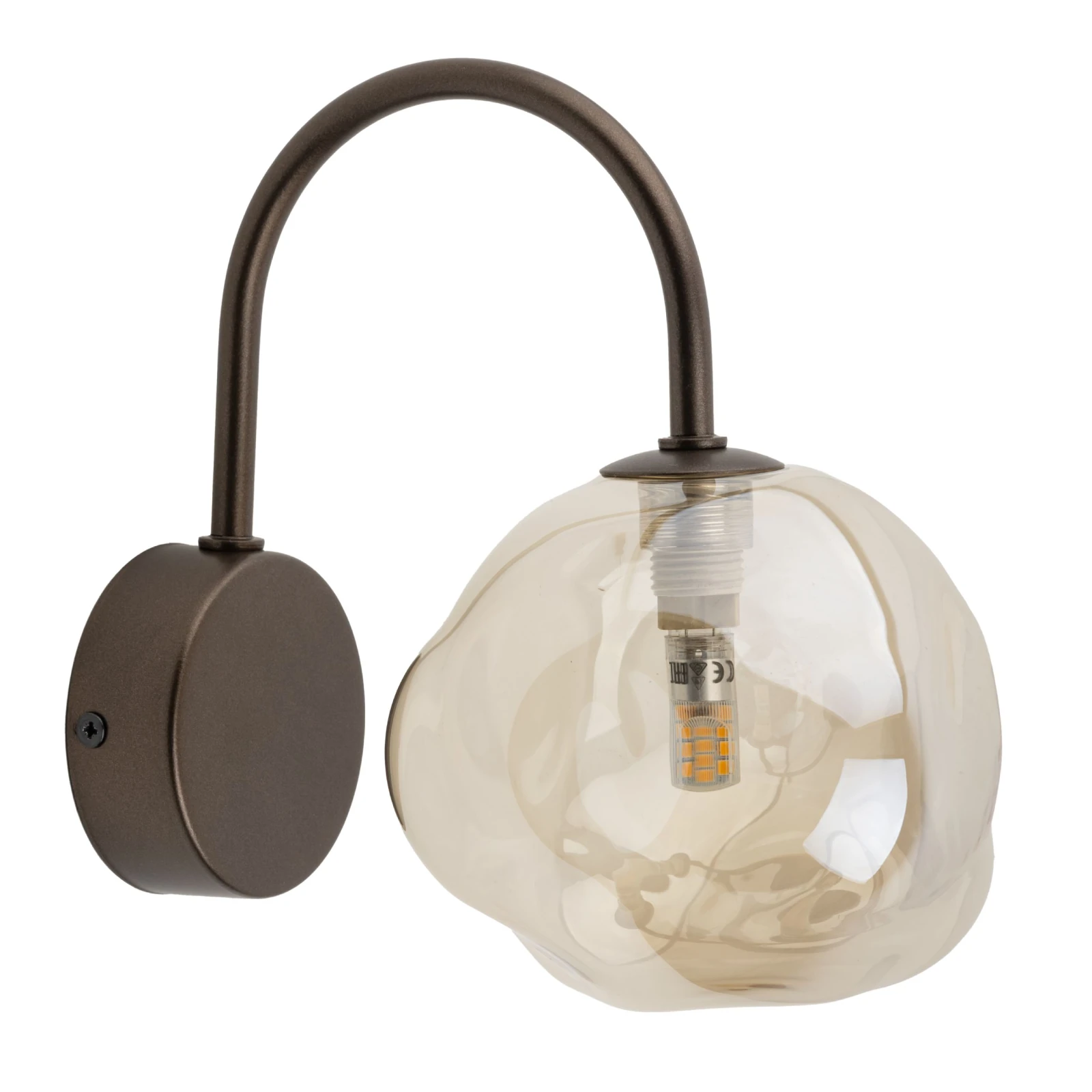 Wall light 1x8 W – irregular glass, brown