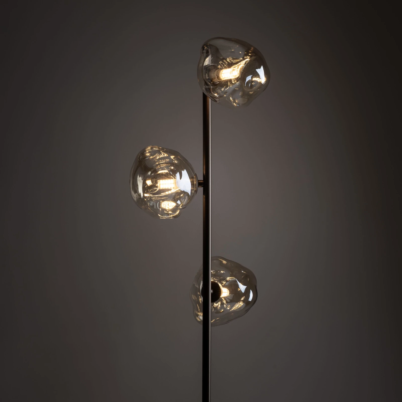 Floor lamp 3x8 W – irregular glass shades, brown