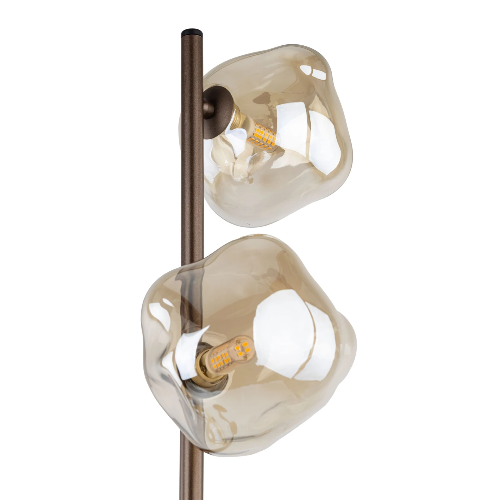 Floor lamp 3x8 W – irregular glass shades, brown