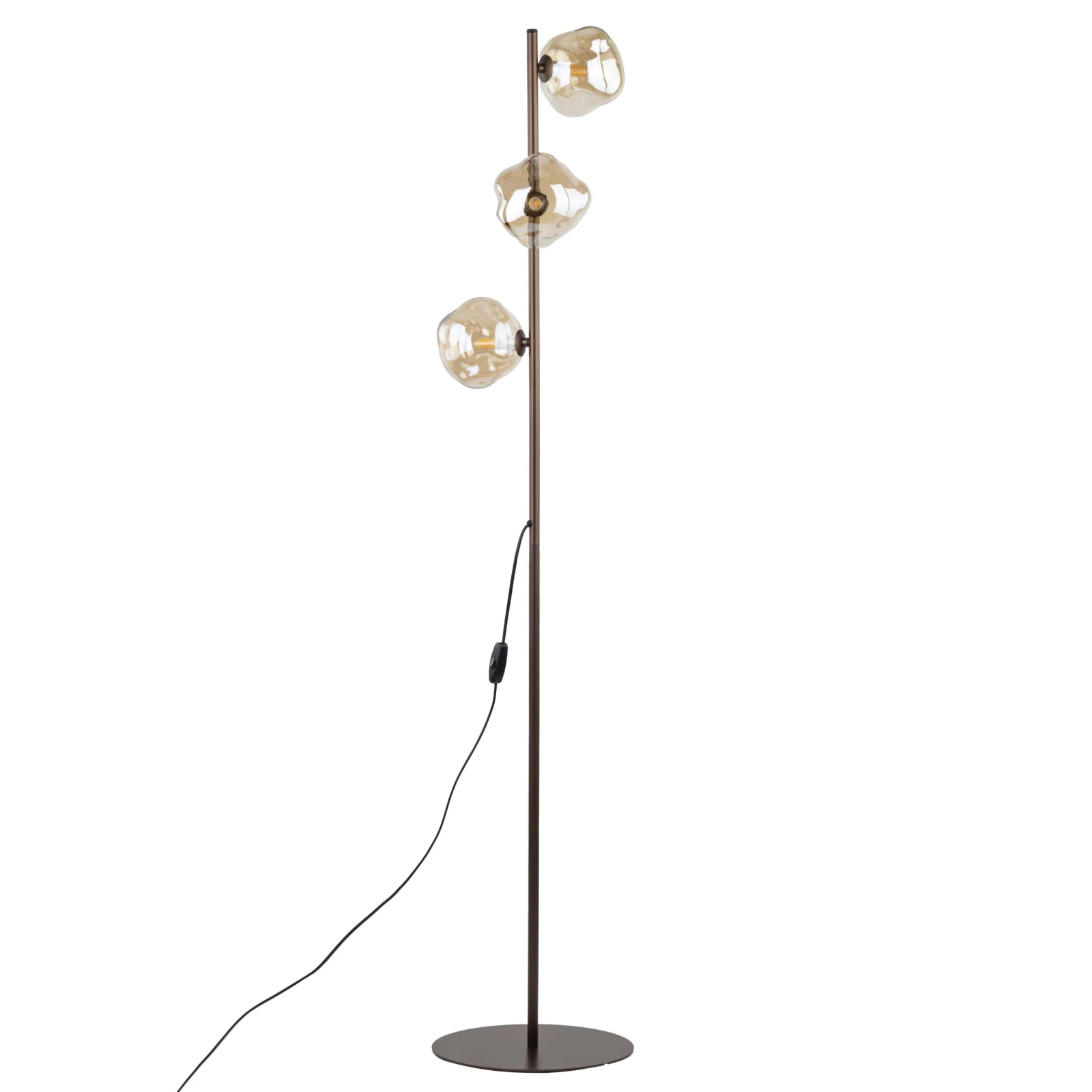 Floor lamp 3x8 W – irregular glass shades, brown