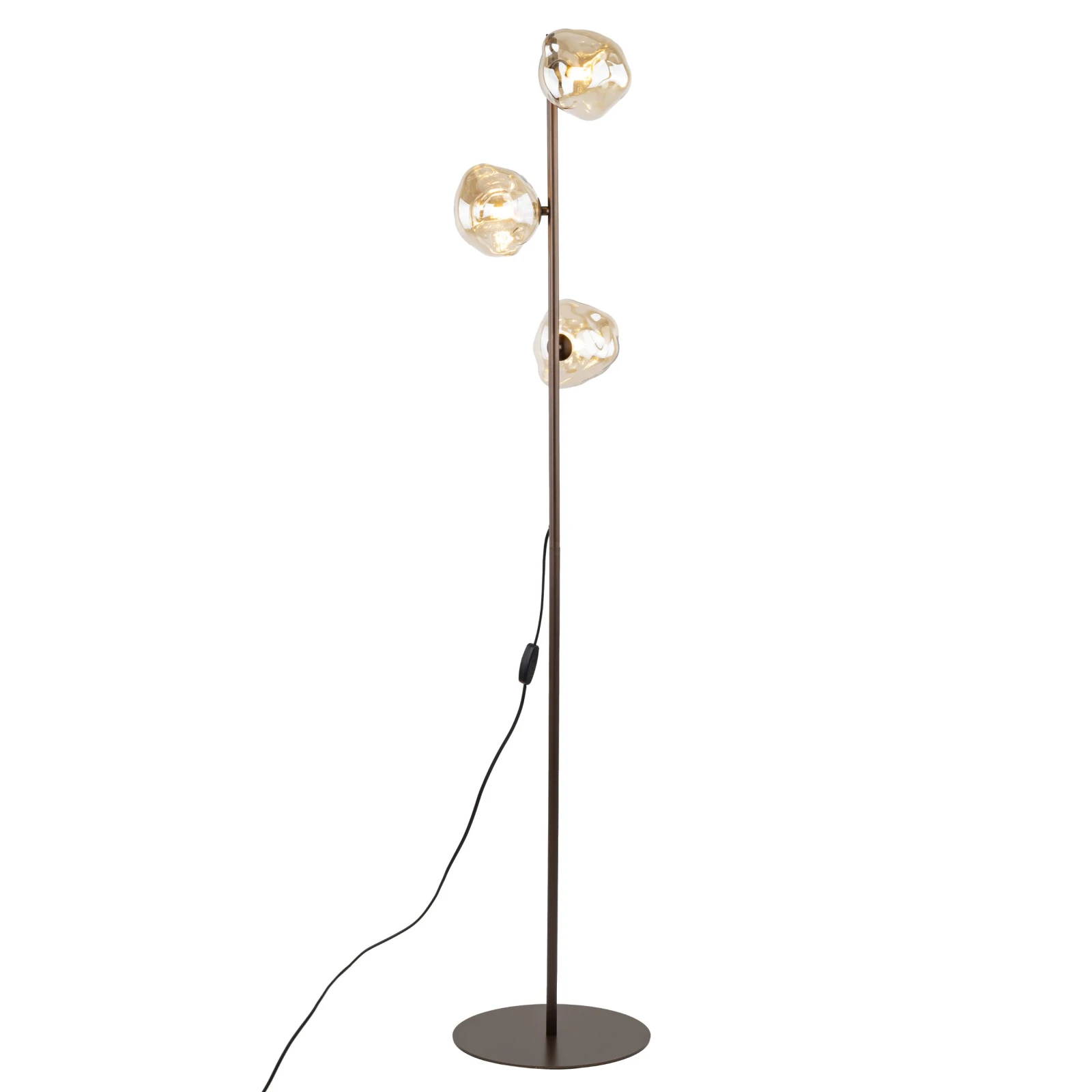 Floor lamp 3x8 W – irregular glass shades, brown