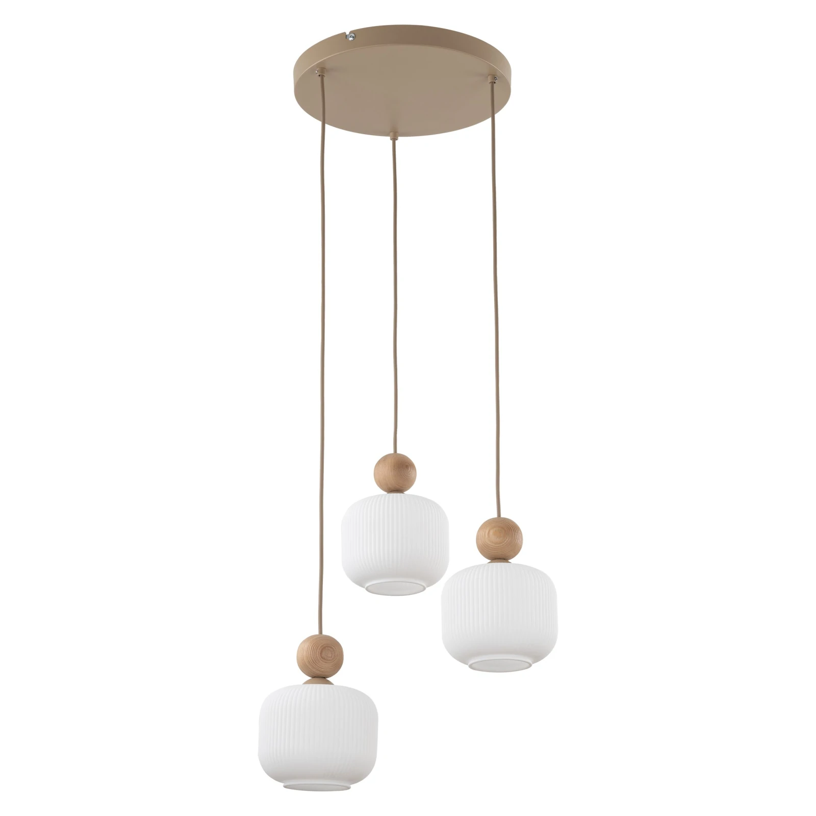 Pendant light 3x10 W – glass shades, beige and white