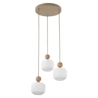 Pendant light 3x10 W – glass shades, beige and white - Image 12