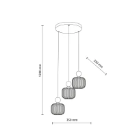 Pendant light 3x10 W – glass shades, beige and white - Image 13