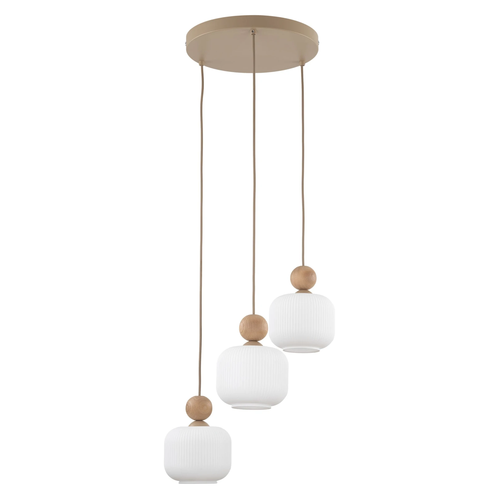 Pendant light 3x10 W – glass shades, beige and white
