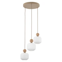 Pendant light 3x10 W – glass shades, beige and white - Image 2