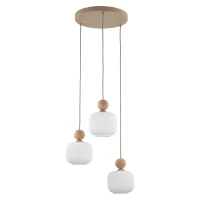 Pendant light 3x10 W – glass shades, beige and white - Image 10