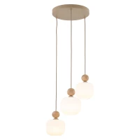 Pendant light 3x10 W – glass shades, beige and white - Image 11