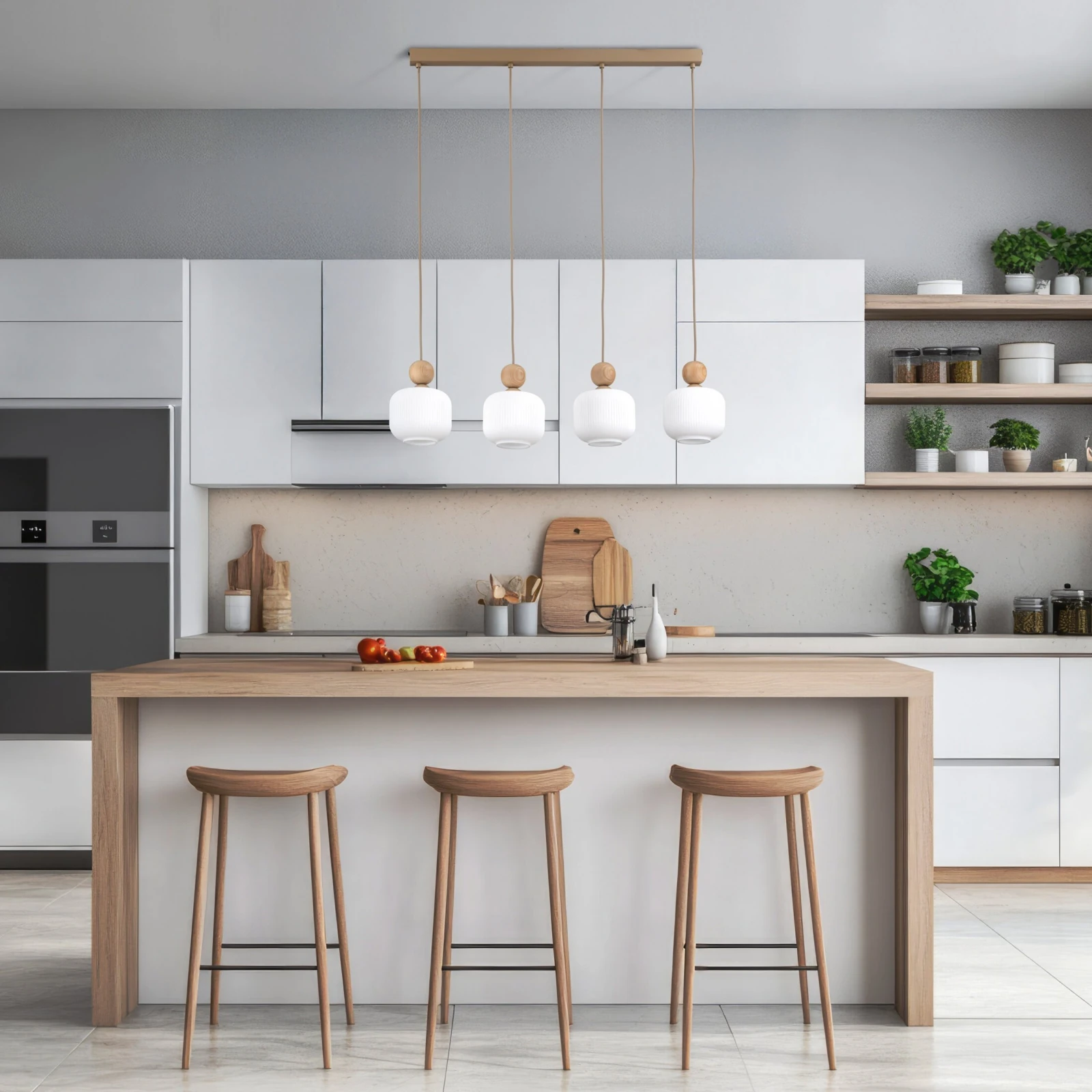 Pendant light 4x10 W – linear, glass shades