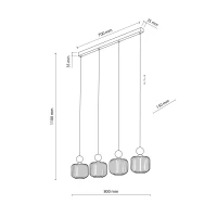Pendant light 4x10 W – linear, glass shades - Image 10